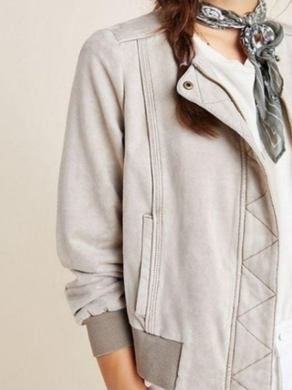 Anthro × Marrakech Gray Women's Bomber Jacket, Size Medium